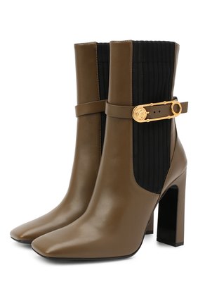 Женские кожаные ботильоны VERSACE хаки цвета по цене 95000 руб., арт. DST414P/DVT2P | Фото 1 Женские кожаные ботильоны VERSACE хаки цвета, арт. DST414P/DVT2P | Фото 1