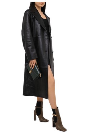 Женские кожаные ботильоны VERSACE хаки цвета по цене 95000 руб., арт. DST414P/DVT2P | Фото 2 Женские кожаные ботильоны VERSACE хаки цвета, арт. DST414P/DVT2P | Фото 2