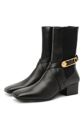 Женские кожаные ботильоны safety pin VERSACE черного цвета по цене 95000 руб., арт. DST443G/DVT2P | Фото 1 Женские кожаные ботильоны safety pin VERSACE черного цвета, арт. DST443G/DVT2P | Фото 1