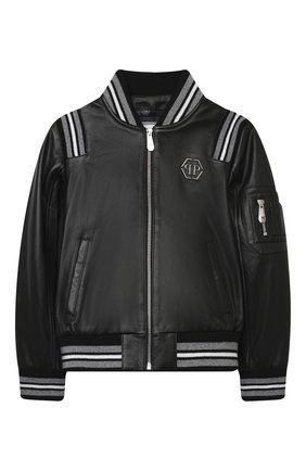Детского кожаный бомбер PHILIPP PLEIN черного цвета по цене 156390 руб., арт. F20C BLB0198 PLE002N | Фото 1 Детского кожаный бомбер PHILIPP PLEIN черного цвета, арт. F20C BLB0198 PLE002N | Фото 1