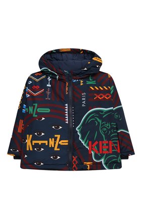 Детская куртка с капюшоном KENZO темно-синего цвета по цене 25750 руб., арт. KR42517 | Фото 1 Детская куртка с капюшоном KENZO темно-синего цвета, арт. KR42517 | Фото 1