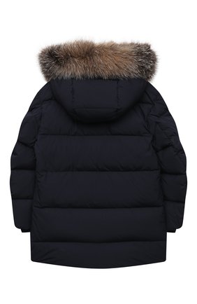 Детского пуховое пальто MONCLER темно-синего цвета по цене 76300 руб., арт. F2-954-1C525-21-54A91/8-10A | Фото 2 Детского пуховое пальто MONCLER темно-синего цвета, арт. F2-954-1C525-21-54A91/8-10A | Фото 2