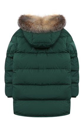 Детского пуховое пальто MONCLER темно-зеленого цвета по цене 76300 руб., арт. F2-954-1C525-21-54A91/8-10A | Фото 2 Детского пуховое пальто MONCLER темно-зеленого цвета, арт. F2-954-1C525-21-54A91/8-10A | Фото 2