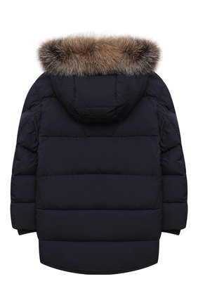 Детского пуховое пальто MONCLER темно-синего цвета по цене 84100 руб., арт. F2-954-1C525-21-54A91/12-14A | Фото 2 Детского пуховое пальто MONCLER темно-синего цвета, арт. F2-954-1C525-21-54A91/12-14A | Фото 2