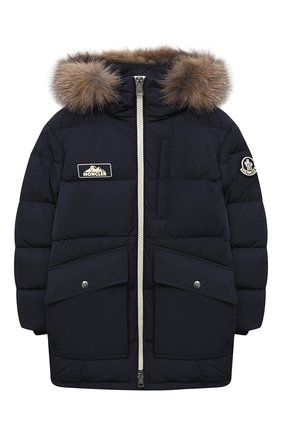 Детского пуховое пальто MONCLER темно-синего цвета по цене 68800 руб., арт. F2-954-1C525-21-54A91/4-6A | Фото 1 Детского пуховое пальто MONCLER темно-синего цвета, арт. F2-954-1C525-21-54A91/4-6A | Фото 1