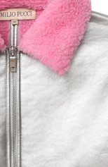 Детская куртка с отделкой из шерсти EMILIO PUCCI серебряного цвета, арт. 9N2021/ND570/5-8 | Фото 3 (Материал утеплителя: Шерсть; Рукава: Длинные; Материал внешний: Синтетический материал; Кросс-КТ: Демисезон)