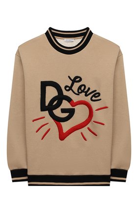 Детский свитшот из хлопка и вискозы DOLCE & GABBANA бежевого цвета по цене 25500 руб., арт. L5JW2V/G7XKU/2-6 | Фото 1 Детский свитшот из хлопка и вискозы DOLCE & GABBANA бежевого цвета, арт. L5JW2V/G7XKU/2-6 | Фото 1