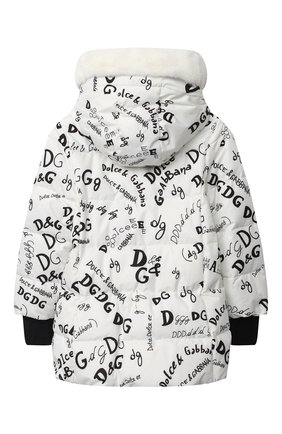 Детская пуховая куртка с меховой отделкой DOLCE & GABBANA белого цвета по цене 74100 руб., арт. L5JBIC/FSSER/8-14 | Фото 2 Детская пуховая куртка с меховой отделкой DOLCE & GABBANA белого цвета, арт. L5JBIC/FSSER/8-14 | Фото 2