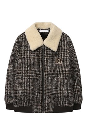 Детского бомбер с меховой отделкой DOLCE & GABBANA коричневого цвета по цене 82400 руб., арт. L42B14/FQMGU/8-14 | Фото 1 Детского бомбер с меховой отделкой DOLCE & GABBANA коричневого цвета, арт. L42B14/FQMGU/8-14 | Фото 1