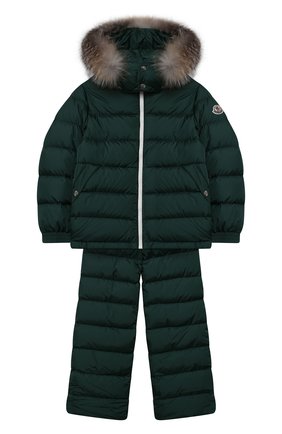 Детский комплект из куртки и комбинезона MONCLER темно-зеленого цвета по цене 100000 руб., арт. F2-954-1F500-22-68352/12-14A | Фото 1 Детский комплект из куртки и комбинезона MONCLER темно-зеленого цвета, арт. F2-954-1F500-22-68352/12-14A | Фото 1