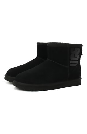 Женские замшевые сапоги classic mini ugg rubbe UGG черного цвета по цене 14580 руб., арт. 1108231_BLK | Фото 1 Женские замшевые сапоги classic mini ugg rubbe UGG черного цвета, арт. 1108231_BLK | Фото 1