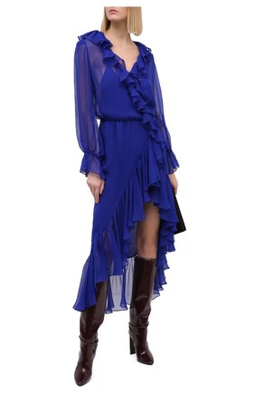 Женское шелковое платье SAINT LAURENT синего цвета по цене 231500 руб., арт. 633941/Y115W | Фото 2 Женское шелковое платье SAINT LAURENT синего цвета, арт. 633941/Y115W | Фото 2