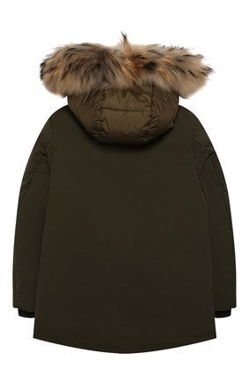 Детский пуховая парка HERNO хаки цвета по цене 57100 руб., арт. PI0101B/12343/10A-14A | Фото 2 Детский пуховая парка HERNO хаки цвета, арт. PI0101B/12343/10A-14A | Фото 2