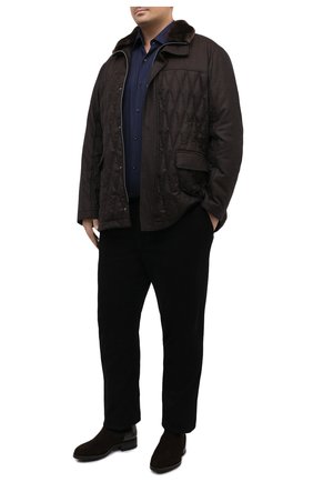 Мужская шерстяная куртка с меховой отделкой CANALI коричневого цвета, арт. 020275JP/SG01674 | Фото 2 (Материал подклада: Синтетический материал; Материал внешний: Шерсть; Рукава: Длинные; Big sizes: Big Sizes; Кросс-КТ: Куртка; Стили: Классический; Мужское Кросс-КТ: шерсть и кашемир; Длина (верхняя одежда): До середины бедра)