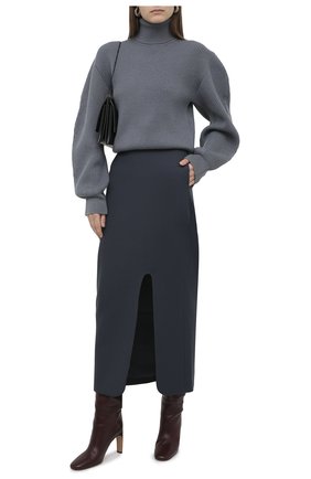 Женская шерстяная юбка JIL SANDER синего цвета по цене 86950 руб., арт. JSWR355310-WR201000 | Фото 2 Женская шерстяная юбка JIL SANDER синего цвета, арт. JSWR355310-WR201000 | Фото 2
