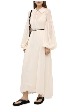 Женское шелковое платье JIL SANDER белого цвета по цене 271000 руб., арт. JSWR505266-WR292900D | Фото 2 Женское шелковое платье JIL SANDER белого цвета, арт. JSWR505266-WR292900D | Фото 2