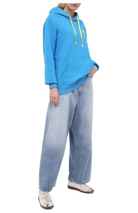 Женская хлопковое худи GOLDEN GOOSE DELUXE BRAND голубого цвета по цене 35150 руб., арт. GUP00479.P000279 | Фото 2 Женская хлопковое худи GOLDEN GOOSE DELUXE BRAND голубого цвета, арт. GUP00479.P000279 | Фото 2