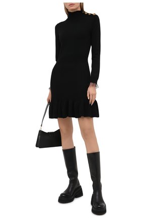 Женское шерстяное платье REDVALENTINO черного цвета по цене 49700 руб., арт. UR0KD01L/5FR | Фото 2 Женское шерстяное платье REDVALENTINO черного цвета, арт. UR0KD01L/5FR | Фото 2