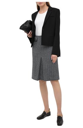 Женская юбка из шерсти и хлопка VICTORIA BECKHAM темно-синего цвета по цене 86300 руб., арт. 1420WSK002016B | Фото 2 Женская юбка из шерсти и хлопка VICTORIA BECKHAM темно-синего цвета, арт. 1420WSK002016B | Фото 2