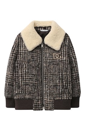 Детского шерстяной бомбер DOLCE & GABBANA коричневого цвета по цене 82400 руб., арт. L42B14/FQMGU/2-6 | Фото 1 Детского шерстяной бомбер DOLCE & GABBANA коричневого цвета, арт. L42B14/FQMGU/2-6 | Фото 1