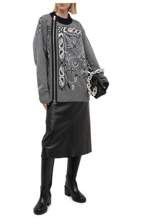 Женский шерстяной кардиган SACAI серого цвета по цене 62950 руб., арт. 20-02341M | Фото 2 Женский шерстяной кардиган SACAI серого цвета, арт. 20-02341M | Фото 2