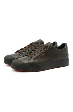 Мужские кожаные кеды SANTONI хаки цвета по цене 38750 руб., арт. MBC021383NEARDDDV60 | Фото 1 Мужские кожаные кеды SANTONI хаки цвета, арт. MBC021383NEARDDDV60 | Фото 1