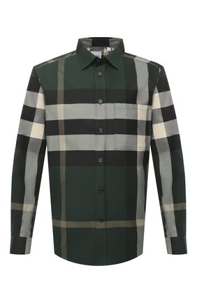 Мужская хлопковая рубашка BURBERRY темно-зеленого цвета по цене 32400 руб., арт. 8033818 | Фото 1 Мужская хлопковая рубашка BURBERRY темно-зеленого цвета, арт. 8033818 | Фото 1