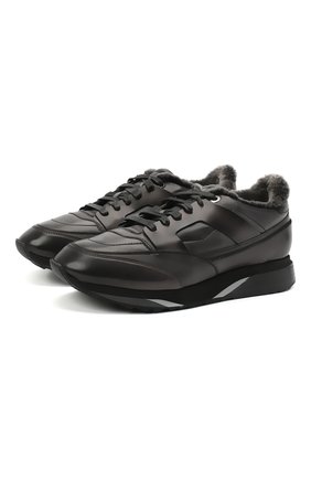 Мужские кожаные кроссовки SANTONI темно-серого цвета по цене 62900 руб., арт. MBEN21203NGGPG0DG62 | Фото 1 Мужские кожаные кроссовки SANTONI темно-серого цвета, арт. MBEN21203NGGPG0DG62 | Фото 1