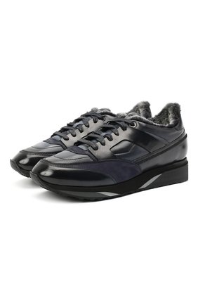 Мужские кожаные кроссовки SANTONI темно-синего цвета по цене 62900 руб., арт. MBEN21203NGGPG0DU55 | Фото 1 Мужские кожаные кроссовки SANTONI темно-синего цвета, арт. MBEN21203NGGPG0DU55 | Фото 1