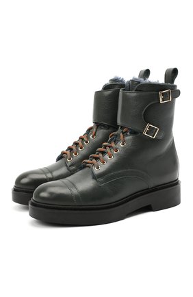 Женские кожаные ботинки SANTONI темно-зеленого цвета по цене 59950 руб., арт. WTHW58966SM0ANYBV80 | Фото 1 Женские кожаные ботинки SANTONI темно-зеленого цвета, арт. WTHW58966SM0ANYBV80 | Фото 1