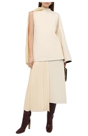 Женская юбка из хлопка и шерсти JIL SANDER кремвого цвета по цене 97150 руб., арт. JSWR720302-WR257308 | Фото 2 Женская юбка из хлопка и шерсти JIL SANDER кремвого цвета, арт. JSWR720302-WR257308 | Фото 2
