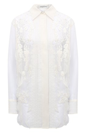 Женская шелковая блузка VALENTINO белого цвета по цене 376500 руб., арт. UB0AB1S11C8 | Фото 1 Женская шелковая блузка VALENTINO белого цвета, арт. UB0AB1S11C8 | Фото 1