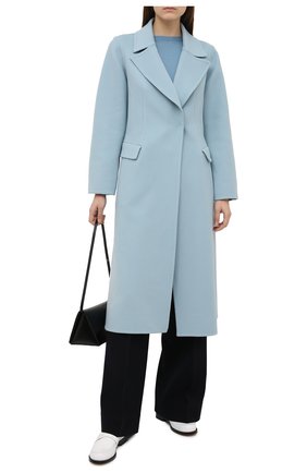 Женское шерстяное пальто OSCAR DE LA RENTA голубого цвета по цене 335000 руб., арт. 20PN809DBW | Фото 2 Женское шерстяное пальто OSCAR DE LA RENTA голубого цвета, арт. 20PN809DBW | Фото 2
