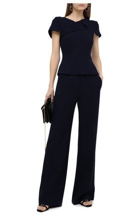 Женские шерстяные брюки ROLAND MOURET синего цвета по цене 74900 руб., арт. PW20/S5077/F4044 | Фото 2 Женские шерстяные брюки ROLAND MOURET синего цвета, арт. PW20/S5077/F4044 | Фото 2