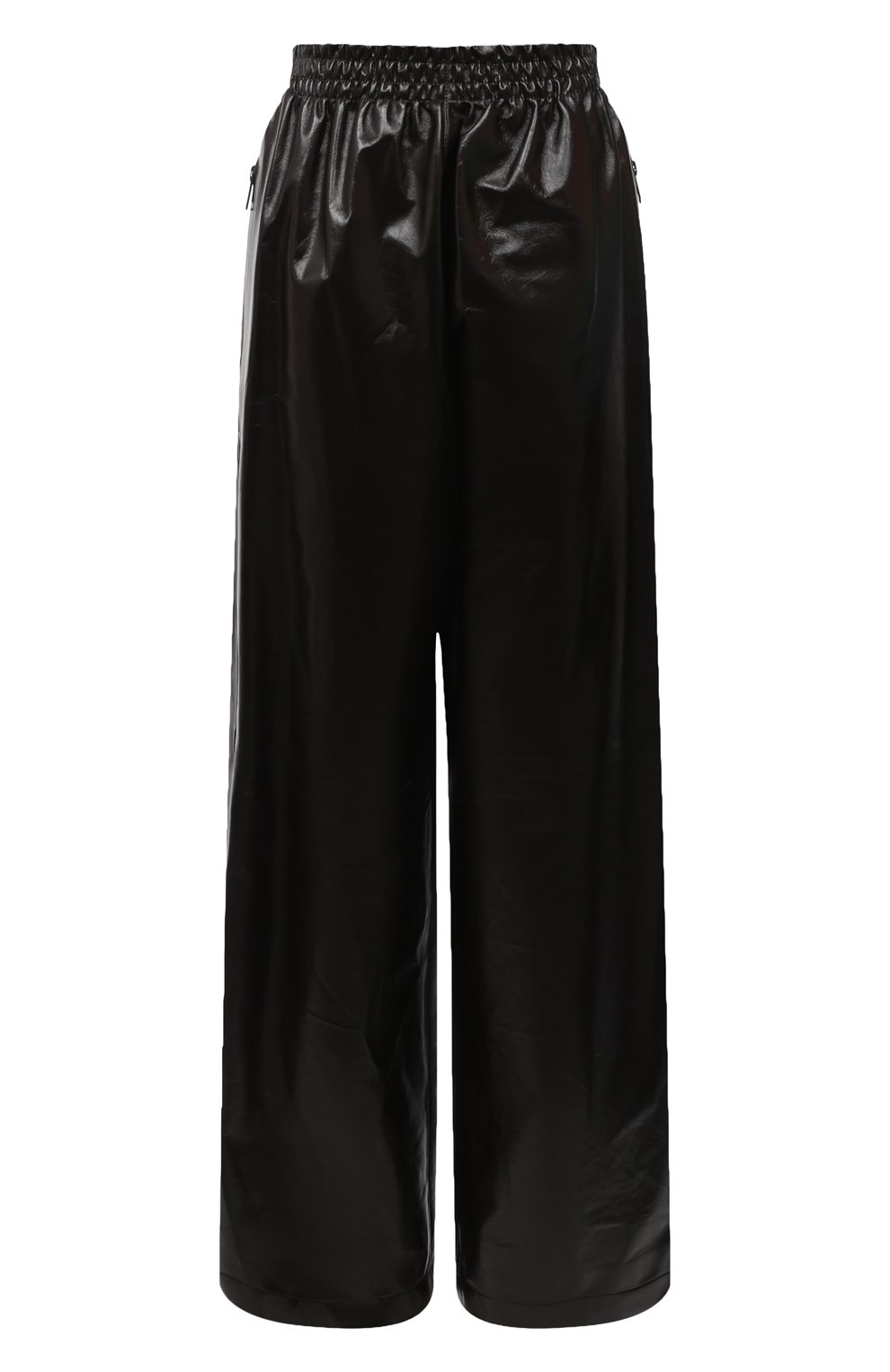 Женские кожаные брюки BOTTEGA VENETA темно-коричневого цвета, арт. 633867/VKLC0 | Фото 1 (Силуэт Ж (брюки и джинсы): Широкие; Длина (брюки, джинсы): Стандартные; Женское Кросс-КТ: Брюки-одежда, Кожаные брюки; Региональные ограничения белый список (Axapta Mercury): RU; Материал внешний: Натуральная кожа)