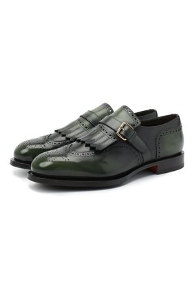 Мужские кожаные монки SANTONI зеленого цвета по цене 145500 руб., арт. MCCG13976MJ3YNGCV35 | Фото 1 Мужские кожаные монки SANTONI зеленого цвета, арт. MCCG13976MJ3YNGCV35 | Фото 1 (Материал утеплителя: Натуральный мех; Мужское Кросс-КТ: Броги-обувь; Стили: Классический; Материал внешний: Кожа; Длина стельки: 28,3, 27, 24,7, 25,1, 25,5, 25,9, 26,4)