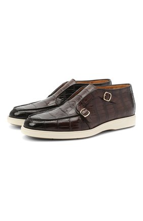 Мужские ботинки из кожи аллигатора SANTONI PRECIOUS темно-коричневого цвета по цене 438500 руб., арт. MPDT17189PCUECW0T50/AMIS | Фото 1 Мужские ботинки из кожи аллигатора SANTONI PRECIOUS темно-коричневого цвета, арт. MPDT17189PCUECW0T50/AMIS | Фото 1