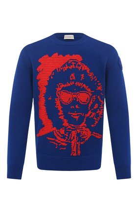Мужской джемпер из шерсти и кашемира MONCLER темно-синего цвета по цене 65100 руб., арт. F2-091-9C758-10-A9508 | Фото 1 Мужской джемпер из шерсти и кашемира MONCLER темно-синего цвета, арт. F2-091-9C758-10-A9508 | Фото 1