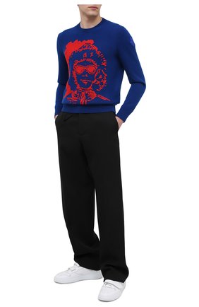 Мужской джемпер из шерсти и кашемира MONCLER темно-синего цвета по цене 65100 руб., арт. F2-091-9C758-10-A9508 | Фото 2 Мужской джемпер из шерсти и кашемира MONCLER темно-синего цвета, арт. F2-091-9C758-10-A9508 | Фото 2
