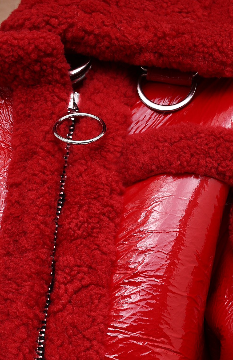 Женская дубленка NICOLE BENISTI красного цвета, арт. NLJ59136 | Фото 5 (Женское Кросс-КТ: Мех; Рукава: Длинные; Материал внешний: Натуральный мех; Стили: Гранж; Длина (верхняя одежда): Короткие; Материал утеплителя: Пух и перо)