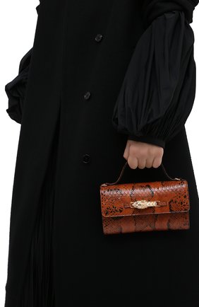 Женская сумка из кожи анаконды GUCCI коричневого цвета по цене 203100 руб., арт. 616702/L2QCG/EN0T | Фото 2 Женская сумка из кожи анаконды GUCCI коричневого цвета, арт. 616702/L2QCG/EN0T | Фото 2 (Ремень/цепочка: На ремешке; Размер: mini; Сумки-технические: Сумки top-handle, Сумки через плечо)