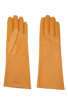 Женские кожаные перчатки SAINT LAURENT желтого цвета по цене 36550 руб., арт. 639505/3YA26 | Фото 2 Женские кожаные перчатки SAINT LAURENT желтого цвета, арт. 639505/3YA26 | Фото 2