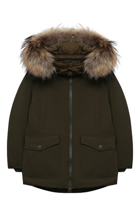 Детский пуховая парка HERNO хаки цвета по цене 55550 руб., арт. PI0101B/12343/4A-8A | Фото 1 Детский пуховая парка HERNO хаки цвета, арт. PI0101B/12343/4A-8A | Фото 1