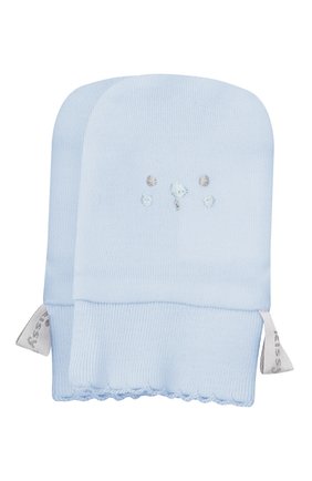 Детские хлопковые варежки KISSY KISSY голубого цвета по цене 1080 руб., арт. KB4052380 | Фото 1 Детские хлопковые варежки KISSY KISSY голубого цвета, арт. KB4052380 | Фото 1