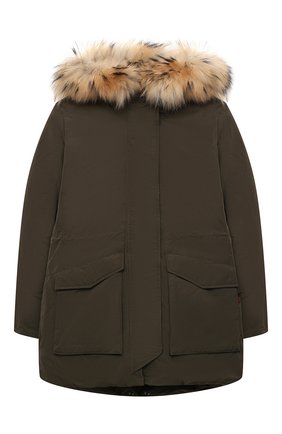 Детская пуховая парка WOOLRICH зеленого цвета по цене 59950 руб., арт. CFWK0U0113FR/UT0573 | Фото 1 Детская пуховая парка WOOLRICH зеленого цвета, арт. CFWK0U0113FR/UT0573 | Фото 1