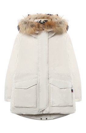 Детская пуховая парка WOOLRICH белого цвета по цене 59950 руб., арт. CFWK0U0113FR/UT0573 | Фото 1 Детская пуховая парка WOOLRICH белого цвета, арт. CFWK0U0113FR/UT0573 | Фото 1