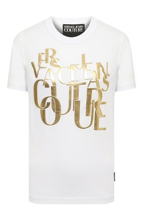 Женская хлопковая футболка VERSACE JEANS COUTURE белого цвета по цене 10500 руб., арт. B2HZB7TC-ZDM613 REG 25 THICK F0IL/30319 | Фото 1 Женская хлопковая футболка VERSACE JEANS COUTURE белого цвета, арт. B2HZB7TC-ZDM613 REG 25 THICK F0IL/30319 | Фото 1