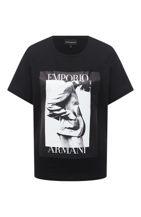 Женская хлопковая футболка EMPORIO ARMANI черного цвета по цене 12600 руб., арт. 6H2T7L/2J30Z | Фото 1 Женская хлопковая футболка EMPORIO ARMANI черного цвета, арт. 6H2T7L/2J30Z | Фото 1