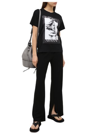 Женская хлопковая футболка EMPORIO ARMANI черного цвета по цене 12600 руб., арт. 6H2T7L/2J30Z | Фото 2 Женская хлопковая футболка EMPORIO ARMANI черного цвета, арт. 6H2T7L/2J30Z | Фото 2
