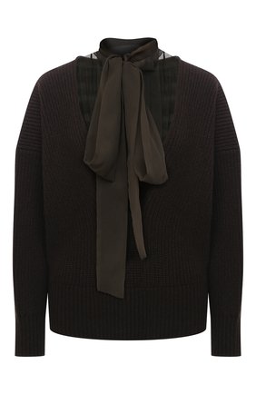 Женский шерстяной свитер SACAI коричневого цвета по цене 79950 руб., арт. 20-05278 | Фото 1 Женский шерстяной свитер SACAI коричневого цвета, арт. 20-05278 | Фото 1